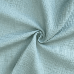 Ткань Муслин Жатый, цвет Мятный (на отрез)  в Зеленодольске