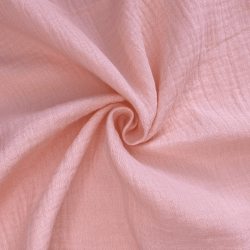 Ткань Муслин Жатый, цвет Нежно-Розовый (на отрез)  в Зеленодольске