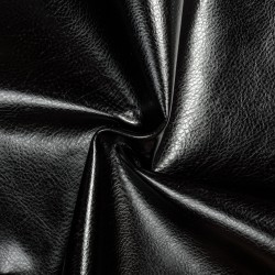 Ткань Дерматин (Кожзам) для мебели, цвет Черный (на отрез)  в Зеленодольске